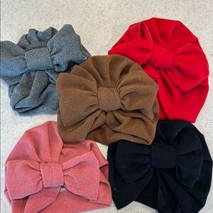 Kids Bow Headband Set - Red, Pink, Brown, Gray, Black